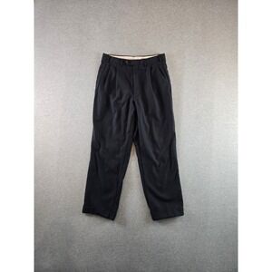 Canali Proposta Trousers Mens 48 IT 30x28 Black Pure Wool Pleated Cuffed Italy